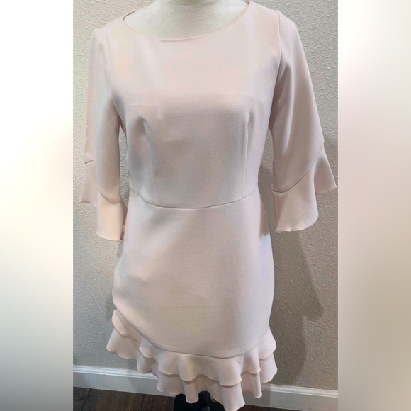 Ann Taylor Elegant Pink Ruffle midi Dress size 6p NWT - Picture 1 of 5